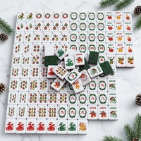 Jeu de Mahjong de Noël haut de gamme pour 4 joueurs, design américain, tuiles en acrylique gravées, finition scintillante en cristal, OEM, divertissement