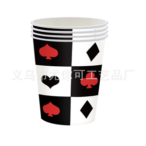 Articles de fête sur le thème du poker Yunik : assiettes en papier, gobelets, serviettes, bannières, nappes, ensemble de couverts pour événements de jeu - Product Image 4