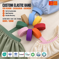 Bande élastique en polyester OEM ODM OEKO-TEX, couleur personnalisée, avec logo, pour sous-vêtements et pantalons, 1 cm, pour vêtements