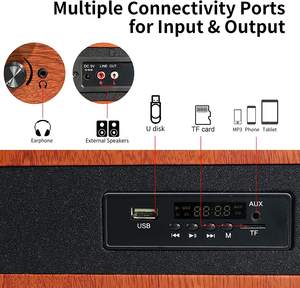 Plateau tournant avec haut-parleurs pour disques <span class=keywords><strong>vinyle</strong></span>, lecteur LP à lecteur Direct <span class=keywords><strong>Bluetooth</strong></span> Vintage avec Radio FM, <span class=keywords><strong>USB</strong></span>, enregistrement - Product Image 5