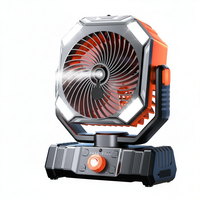 Nouveau ventilateur portable de camping extérieur avec charge USB, lumière LED, recharge d'eau et humidification