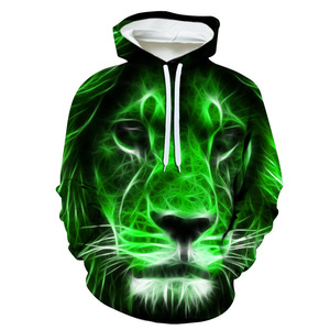 Deep <span class=keywords><strong>Plus</strong></span> Size Hommes Kid Vert <span class=keywords><strong>lion</strong></span> 3D Hoodies Unisexe 3d <span class=keywords><strong>tigre</strong></span> Loup Pull Over Hoodies Baseball Shirt - Product Image 1