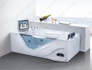 Bañera de esquina Rectangular, bañera de hidromasaje con luces Led y <span class=keywords><strong>TV</strong></span>, CE - Product Image 2