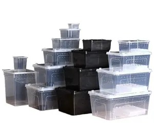 Boîte d'élevage de reptiles en plastique transparent/noir de différentes tailles