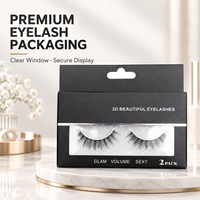 Boîte en papier personnalisée pour faux cils, emballage de luxe avec fenêtre transparente, vente en gros