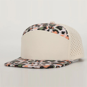 Chapeaux de camionneur léopard 7 panneaux à bord plat en maille Snapback Baseball Hat Stripe Patch Outdoor Headwear IVA-C-H-33-7 - Product Image 2