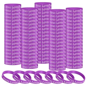 lieferanten zhejiang anpassbar lila dünn armreif armband jesus liebt dich silikon-armband mit anpassbarem logo