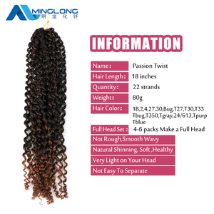 Extensions de cheveux pré-bouclées très vendues pour femmes noires, 18 pouces, 80 grammes, cheveux synthétiques pour tresses au crochet, <span class=keywords><strong>Passion</strong></span> Twist - Product Image 2