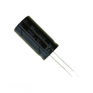 Condensador de canal del fabricante CAP ALUM 3300UF 20% 25V RADIAL 3300 uF SK332M025ST de montaje a través de orificio - Product Image 1