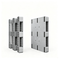 Palettes Euro industrielles robustes TBT 1210 Three Runners en plastique HDPE bleu, simple face, empilables, entrée 4 directions, charge dynamique élevée