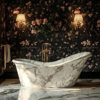 OEM Modern Calacatta Viola Mármol Bañera Refine Stone's Natural Stone Tina para Villas Diseño Remojo portátil para uso en el baño