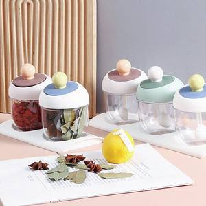 Household Kitchen <b>Spice</b> <b>Jar</b> Set With Spoon Airtight Plastic Lid Solid Seasonings Storage Container M Size Cover Design - Product Image 2