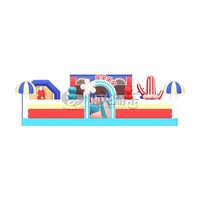 Vente flash - Château gonflable géant sur le thème bleu et rouge en PVC personnalisé - Terrain de jeux pour enfants - Parcours d'obstacles - Aire de jeux pour enfants