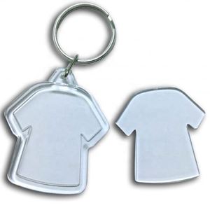 Porte-clés en acrylique personnalisé, coque creuse, porte-clés avec cadre photo, porte-clés en forme de t-shirt, étiquette transparente en alliage, cadeaux promotionnels DIY - Product Image 1