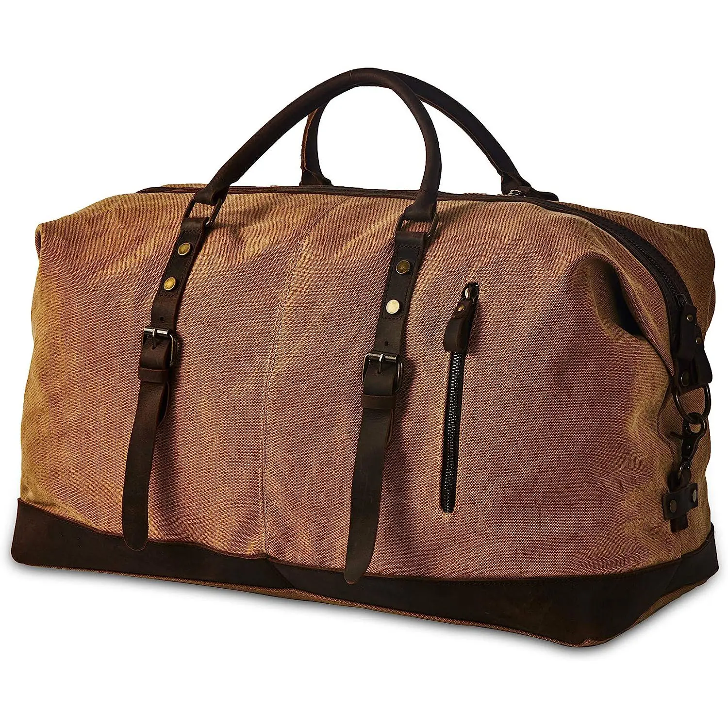 Men's Waxed Canvas Vintage Overnight Duffel Weekend Business Excursion Road Bag Travel Luggage