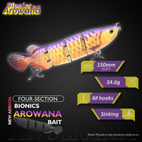 ODS Leurre de pêche articulé Arowana à quatre sections pour la pêche au bar