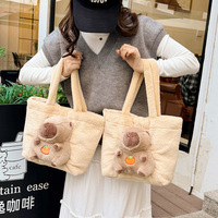 Dessin animé Capybara peluche sacs à main femmes décontracté 3D grande capacité sac Y2k sac à bandoulière Harajuku fourre-tout griffe poupée Machine jouets