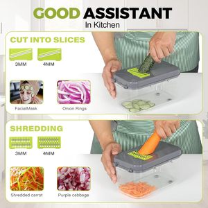 Ensemble de 22 pièces pour la préparation des aliments : robot culinaire manuel, hachoir, mandoline de cuisine, coupe-légumes multifonctionnel avec 13 accessoires interchangeables - Product Image 6