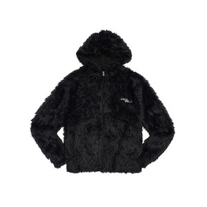 Custom Faux Mohair Hooded Jacket Men <b>Zip</b> <b>Up</b> Loose Casual Hoodie Coat Vintage Washed Oversized Outerwear - Product Image 6