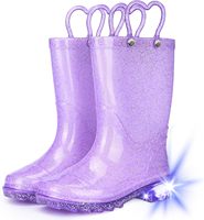 Bottes de pluie lumineuses personnalisées pour enfants, chaussures en caoutchouc imperméables à paillettes avec poignées faciles à enfiler pour les tout-petits, les petits et les grands enfants