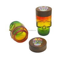Tarro de vidrio al por mayor estilo Rasta con 6 unidades/exhibidor, logotipo personalizado, productos de vidrio para fumar, almacenamiento de vidrio para tiendas de fumar