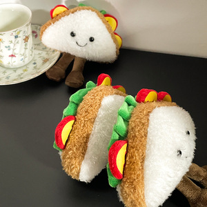 Funny Taco Plush Keychain Bag Charm French Sandwich Toy Pendant Cute Cartoon Plush <b>Doll</b> Backpack Decoration Gift - Product Image 3