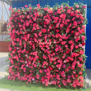 GJ-WA868 Wholesale <b>Flower</b> <b>Wall</b> 8ft*8ft <b>Flower</b> Panel <b>Wall</b> Cloth Back Cloth Backed <b>Flower</b> <b>Wall</b> Artificial for Wedding - Product Image 1