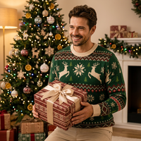 Maßgeschneiderte Vintage-Weihnachtspullover für Erwachsene, Herren und Familien im Partnerlook, dick gestrickt mit Hirschmuster