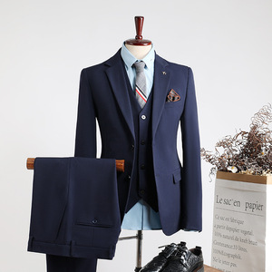 Costumes pour hommes 3 pièces, blazer, gilet, pantalon, costume d'affaires de mariage à simple boutonnage pour hommes - Product Image 1