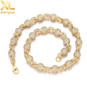 Collier tendance Hip Hop 10 mm en cuivre incrusté de zircon, perles rondes, chaîne géométrique, bijoux unisexe pour homme et femme - Product Image 1