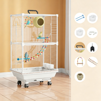 Cage à oiseaux de grande taille pour villa, modèle DS NLZ-01, anti-éclaboussures, à fil horizontal, transparente, double couche, écologique, durable, légère