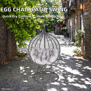 Fauteuil suspendu en métal HaoXuan avec coussin à séchage rapide, design moderne, balançoire de jardin extérieure pour villa - Product Image 2