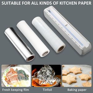 Dispensador de plástico film con cortador, soporte reutilizable para película adhesiva para platos y tazones de cocina, tamaño L, diseño minimalista - Product Image 5