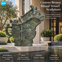 Vase rituel en bronze antique, sculpture en laiton et cuivre patiné, art personnalisé pour musée, hôtel, hall, cour, complexe hôtelier, place publique