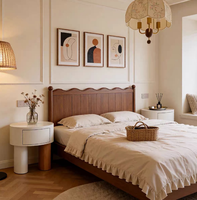 Table de chevet ronde en bois massif de style nordique, style crème, table de chevet minimaliste blanche avec 1 tiroir, table d'appoint pour chambre à coucher