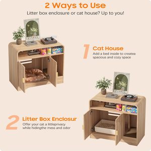 SENYU SENYU Meuble de rangement moderne en bois, buffet multi-compartiments avec niche décorative ajourée - Product Image 5