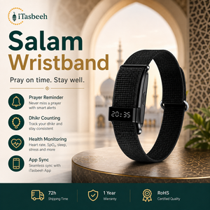 OLED Screen Smart Tasbeeh Band Stainless Steel with Azan Alarm Prayer Time Alerts and Activity Tracker for Ramadan - Product Image 3