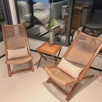 Chaise longue pliante d'extérieur, ensemble table et chaise pour balcon, nouveau style chinois, chaise de loisirs en rotin, robuste, imperméable et pliable