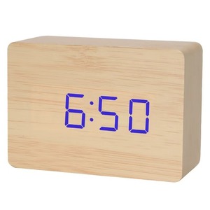 Réveil numérique en bois rectangulaire, horloge de table intelligente avec affichage LED, réveil de bureau pour chambre à coucher et bureau - Product Image 3