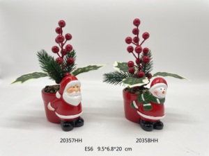 Pot de <span class=keywords><strong>Plantes</strong></span> <span class=keywords><strong>Artificielles</strong></span> Père Noël Bonhomme de Neige Moto Pots de Succulentes Petit Pot de Fleurs de Noël <span class=keywords><strong>pour</strong></span> la Maison - Product Image 3