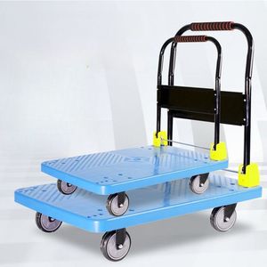 Foldable Heavy Duty Industrial Plastic Platform Hand <b>Cart</b> Four Wheel Trolley 300kg Utility <b>Cart</b> for Warehouse <b>Storage</b> Shopping - Product Image 1