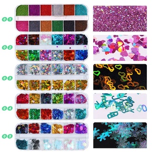 Haute qualité Offre Spéciale mélange Laser coeur forme <span class=keywords><strong>lettre</strong></span> 3D paillettes paillettes ongles - Product Image 5