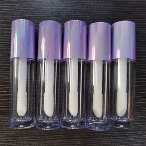 Lipgloss Buis Leeg Met Gouden Kraag Paarse Metallisatiekap Custom Lipgloss Tubes Hot Sale Transparante Fles