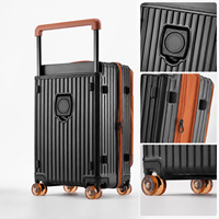 Valise de voyage unisexe à coque rigide en PC, ouverture frontale, poignée en tissu moderne, extensible, avec roulettes, serrure TSA, vente en gros d'usine, OEM ODM, modèle 9028