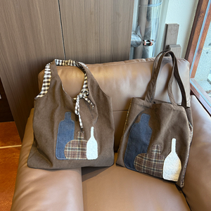 Nuovi Arrivi Autunnali: Borsa Shopping in Velluto a Coste con Ricamo Personalizzato, Grande Capacità, Stile Artistico Semplice, Borsa a Tracolla Reversibile - Product Image 1