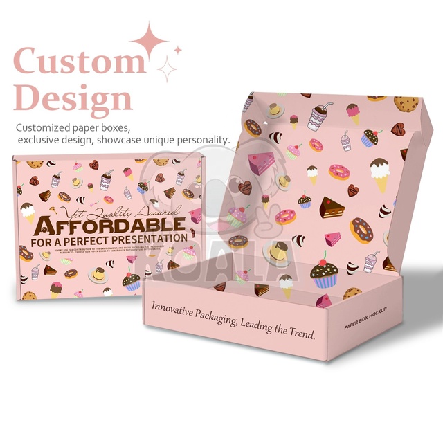 Wholesale Custom Logo Biodegradable Food Grade Pink Paper Mochi Donut Packaging Cookie Dough Delivery Cookie Boxes With Bags