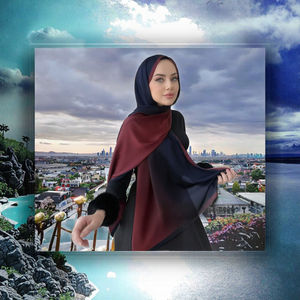 Hiyab Largo de Chifón de Alta Calidad con Estampado Digital Degradado de Dos Tonos, Transpirable, Suave, Informal, para Mujeres Musulmanas, Estilo Pakistaní - Product Image 3