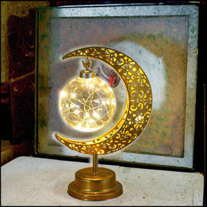 Светодиодный ночник в форме полумесяца из медного ротанга для декора комнаты на Ид и Рамадан - Product Image 3