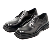 Chaussures Derby pour hommes de qualité supérieure, en cuir de vache véritable, chaussures habillées à plateforme durables pour la vie quotidienne, bout carré d'hiver
