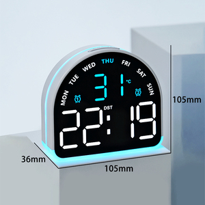 Novo Lançamento: Relógio Digital Grande e Calendário LED Artístico Portátil Elétrico Luminoso com Espelho Personalizado e Luz de Alarme para Casa - Product Image 5